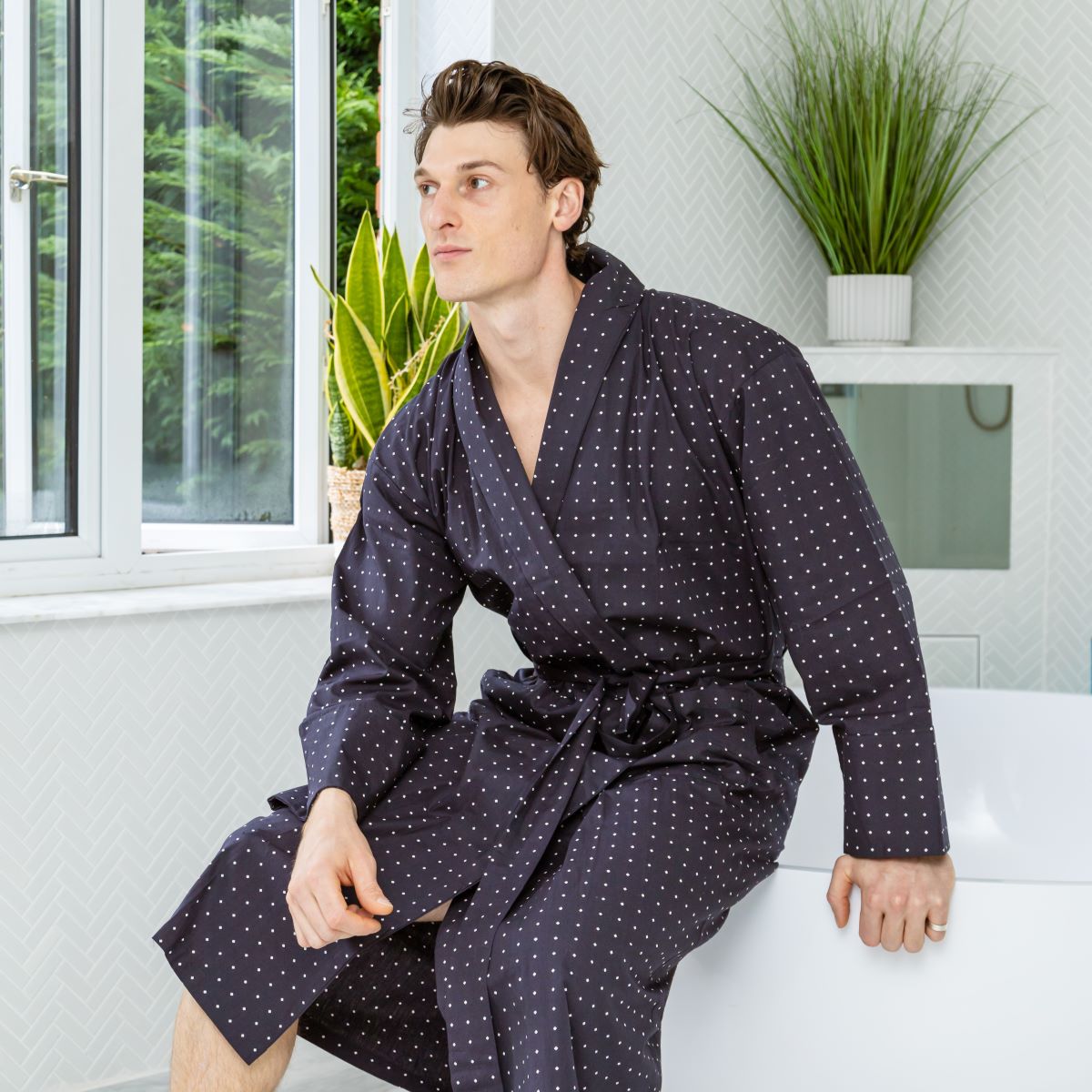 3/4 Sleeved Gray and Black Colour Turkish Cotton Jacquard Lightweight  Bathrobe, Short Dressing Gown. - Etsy