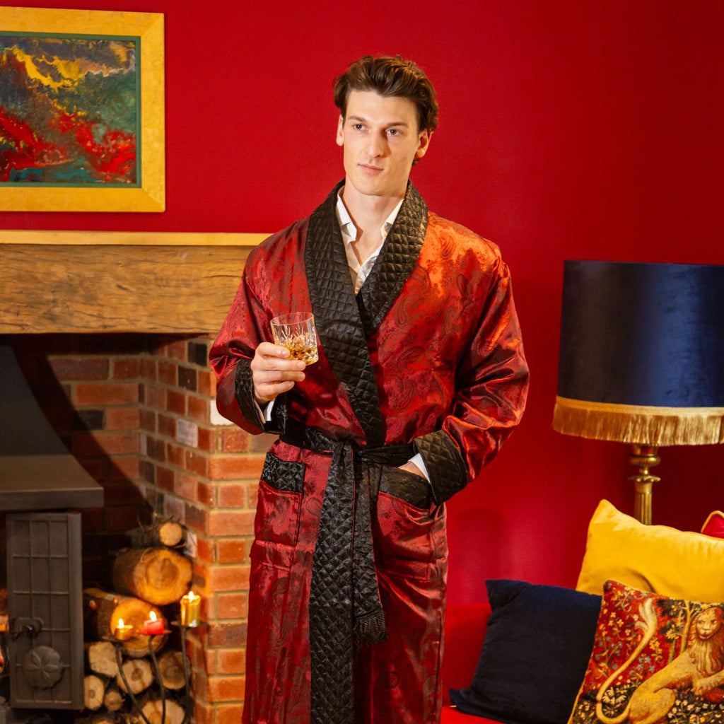 Gable Mens Long Smoking Jacket Smoking Jackets Bown of London Bown of London Singapore