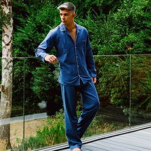 Men's Pyjamas Brushed Cotton Blue - Azur NAture