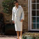 Men's Hooded Nua Cotton Bathrobe - Pale Grey